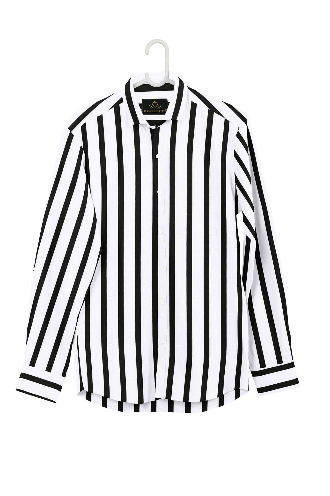White and Jet Black Chalk Stripes Cotton Shirt