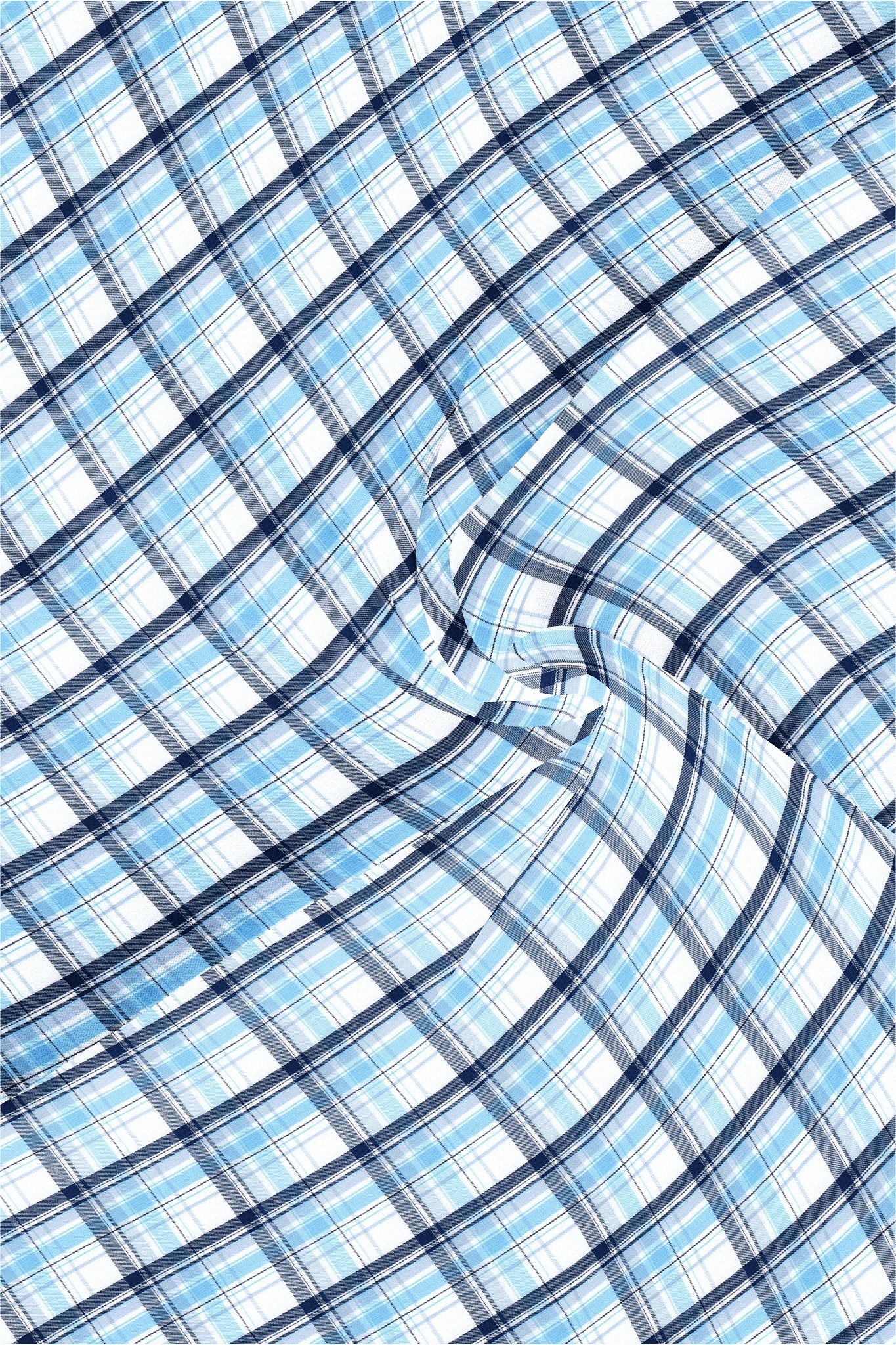 Kollercut - White with Poseidon Blue and Aquarius Blue Men's Checks Formal Cotton Shirt