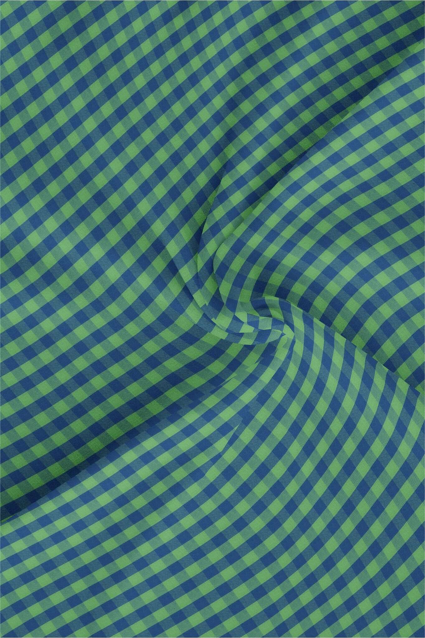 Absinthe Green and Galaxy Blue Gingham Checks Cotton Shirt