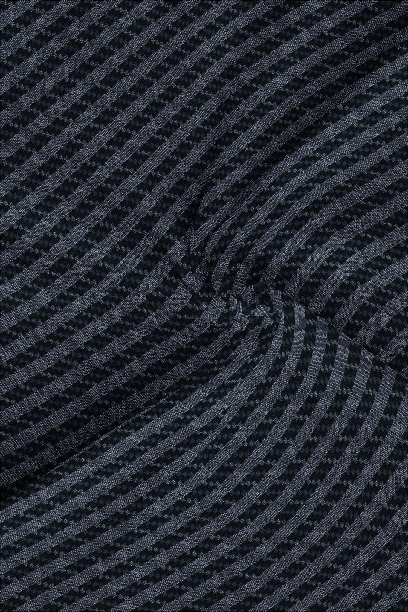 Jet Black and Titanium Gray Jacquard Stripes Egyptian Giza Cotton Shirt