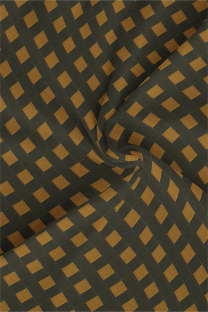 Umber Brown with Golden Brown and Citron Yellow Checks Premium Egyptian Giza Cotton Shirt