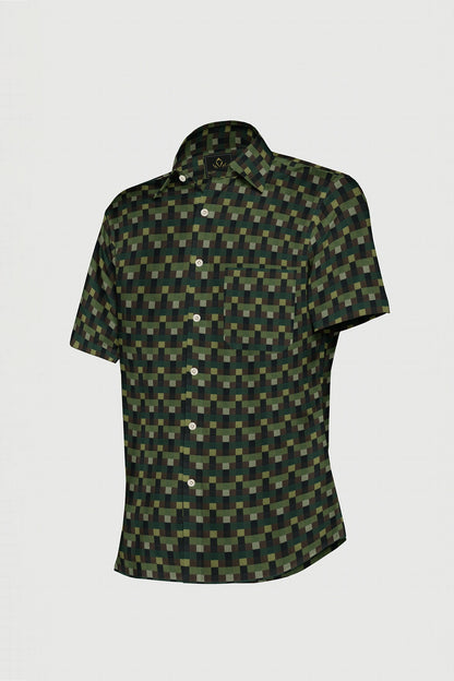 Avocado Green with Black and Coffee Brown Multicolored Checks Premium Cotton Shirt - Custom Shirts Online in Delhi