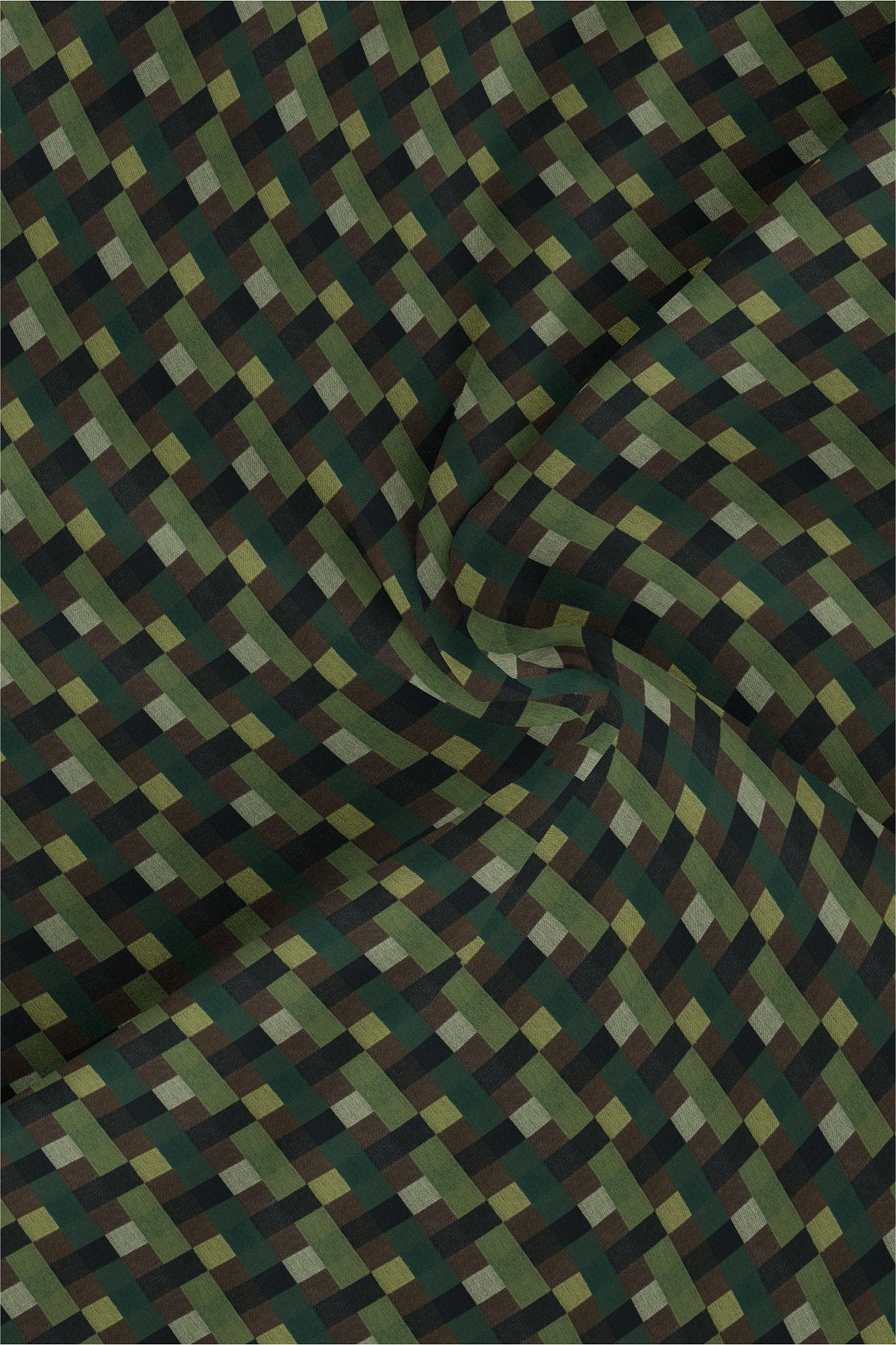 Avocado Green with Black and Coffee Brown Multicolored Checks Premium Cotton Shirt