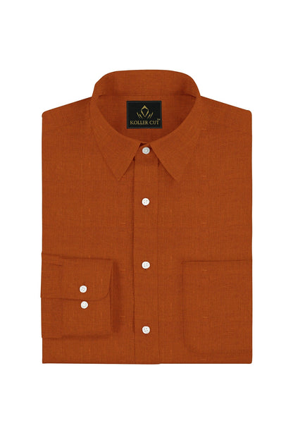Celosia Orange Luxurious Linen Shirt
