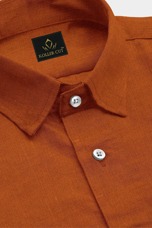 Celosia Orange Luxurious Linen Shirt