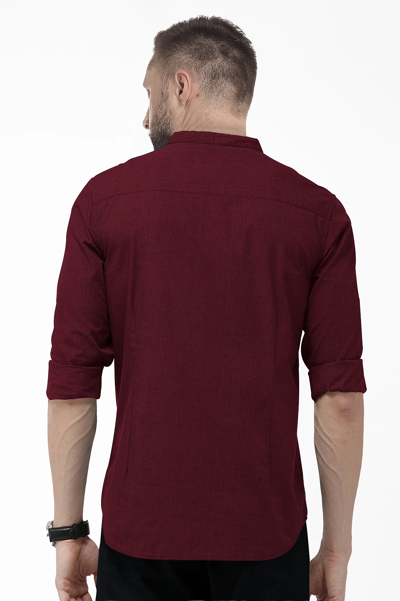 Merlot Red Mandarin Luxurious Linen Shirt