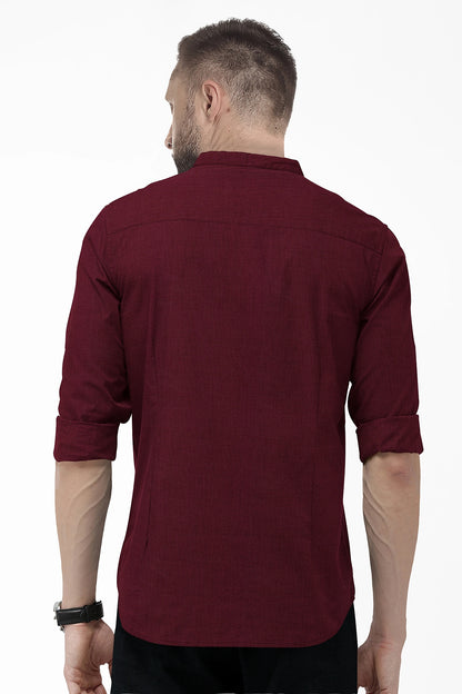 Merlot Red Mandarin Luxurious Linen Shirt