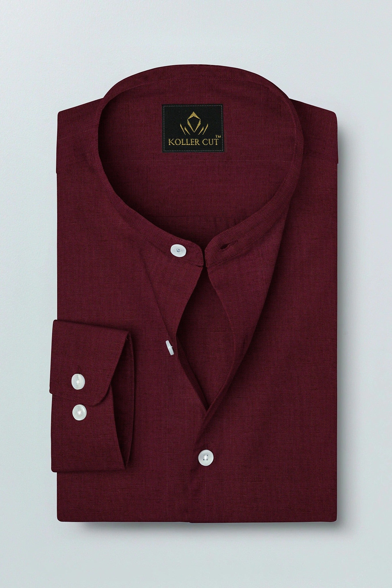 Merlot Red Mandarin Luxurious Linen Shirt