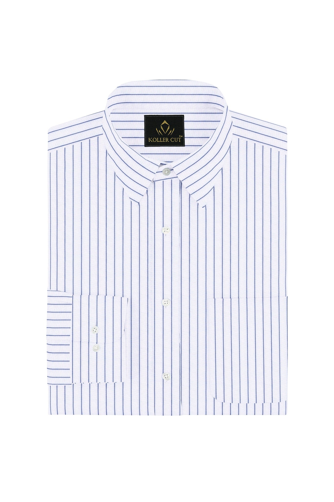 Contrast Stitch Shirt in Chennai India - White and Galaxy Blue Pin Stripes Cotton Shirt