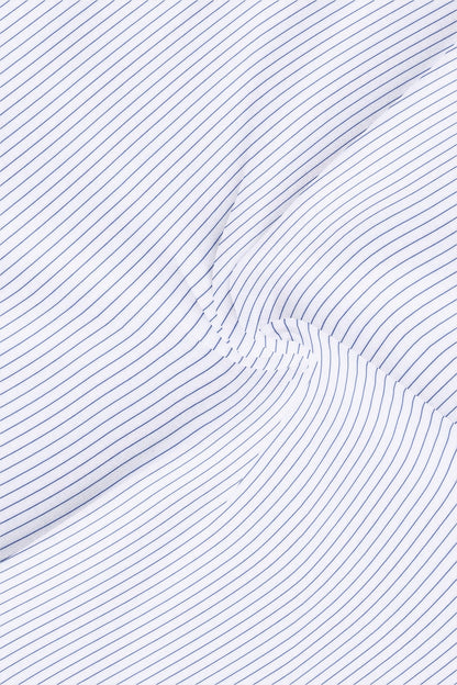 White and Galaxy Blue Pin Stripes Cotton Shirt