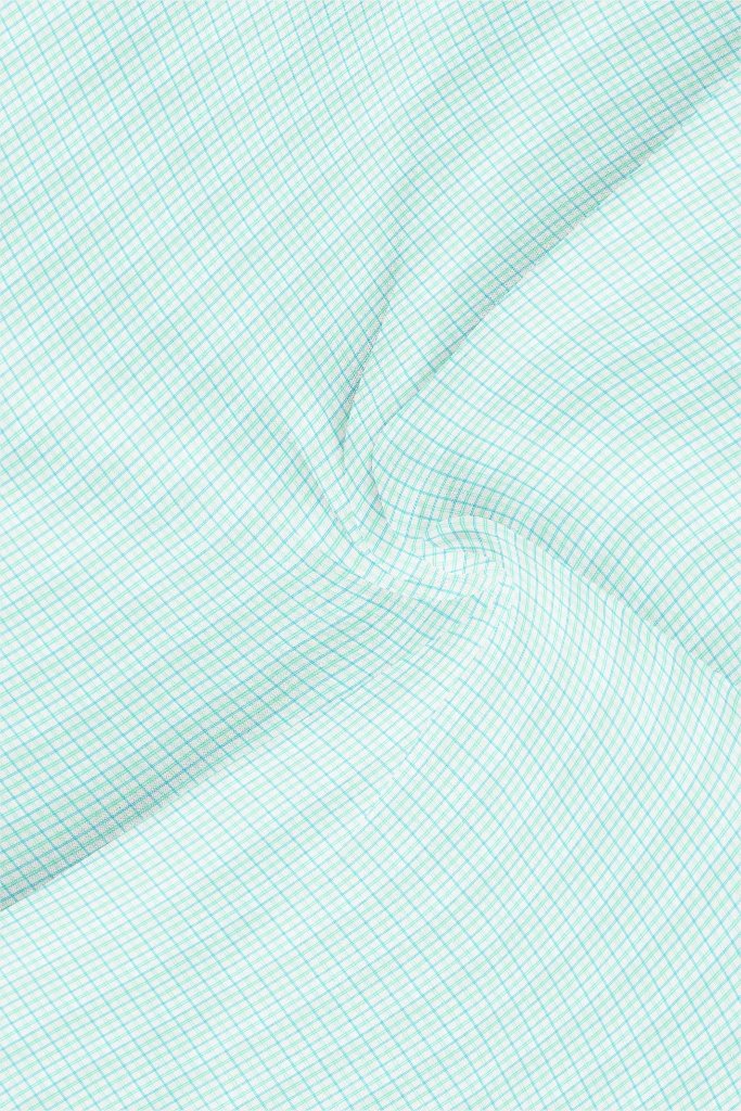 White with Turquoise Blue and Celeste Blue Checks Cotton Shirt