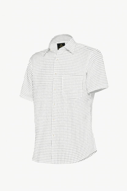 Milk White and Black Checks Cotton Shirt