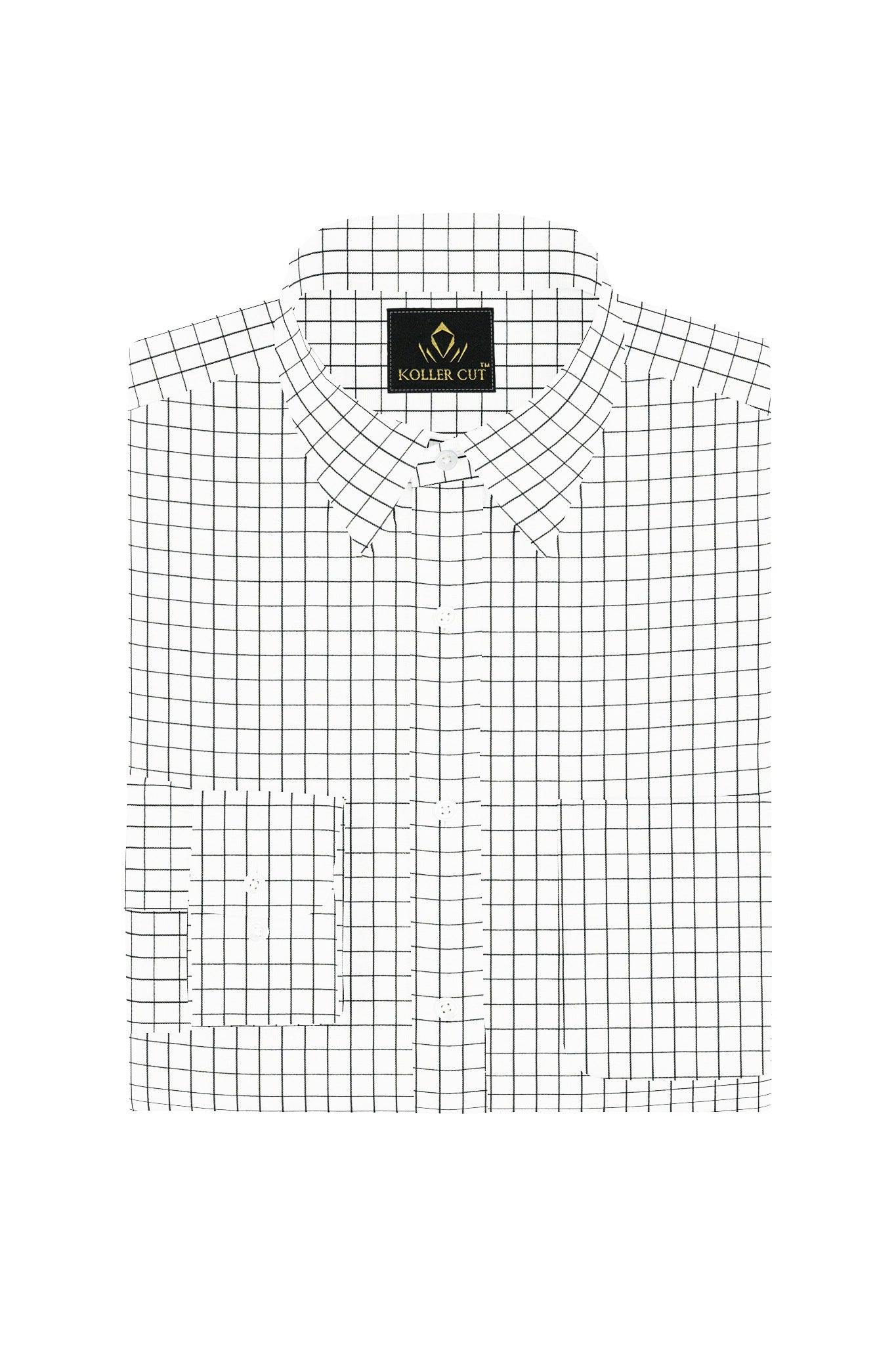 Milk White and Black Checks Cotton Shirt