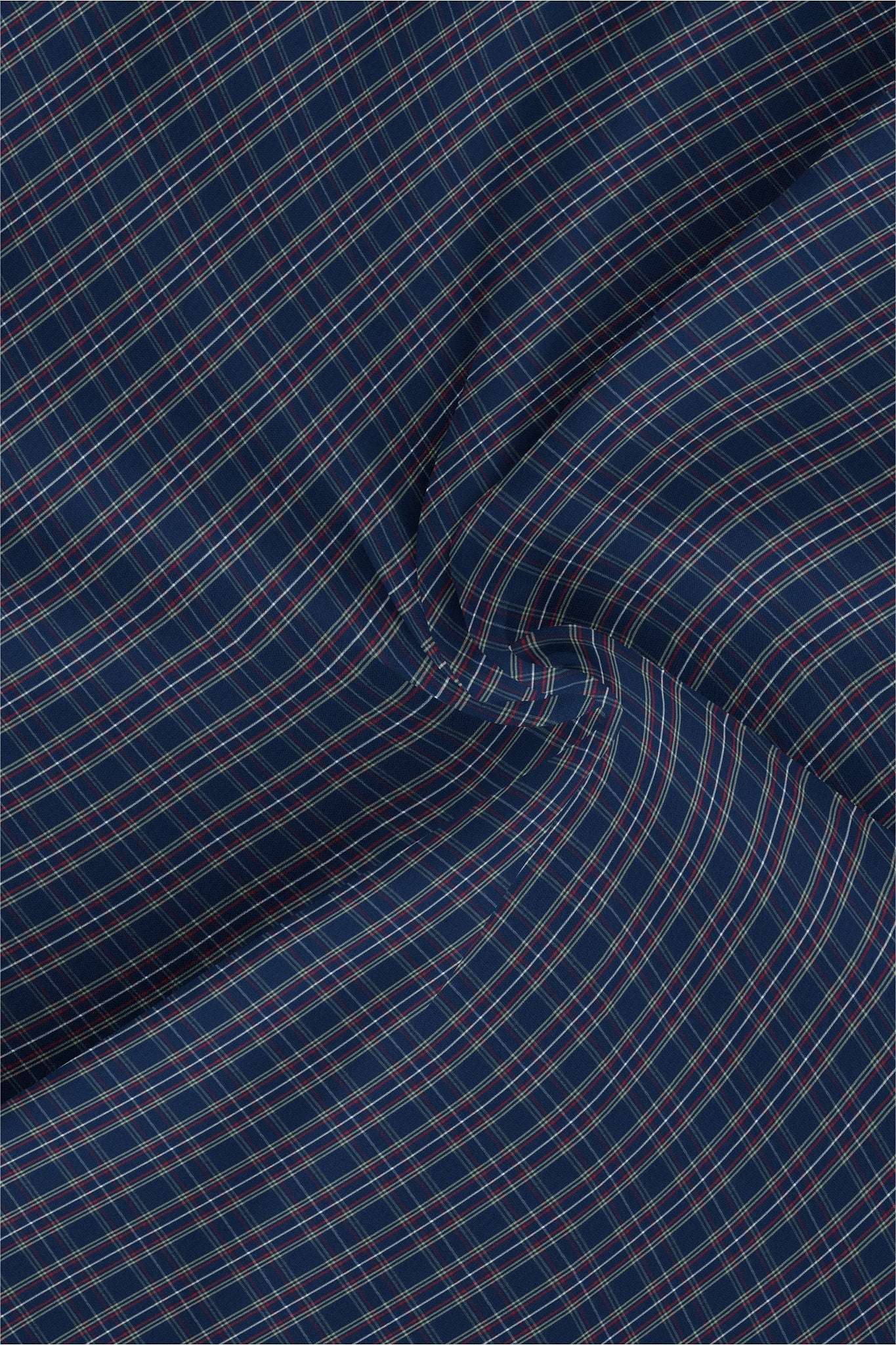 Opal Blue with Merlot Red and White Checks Cotton Shirt