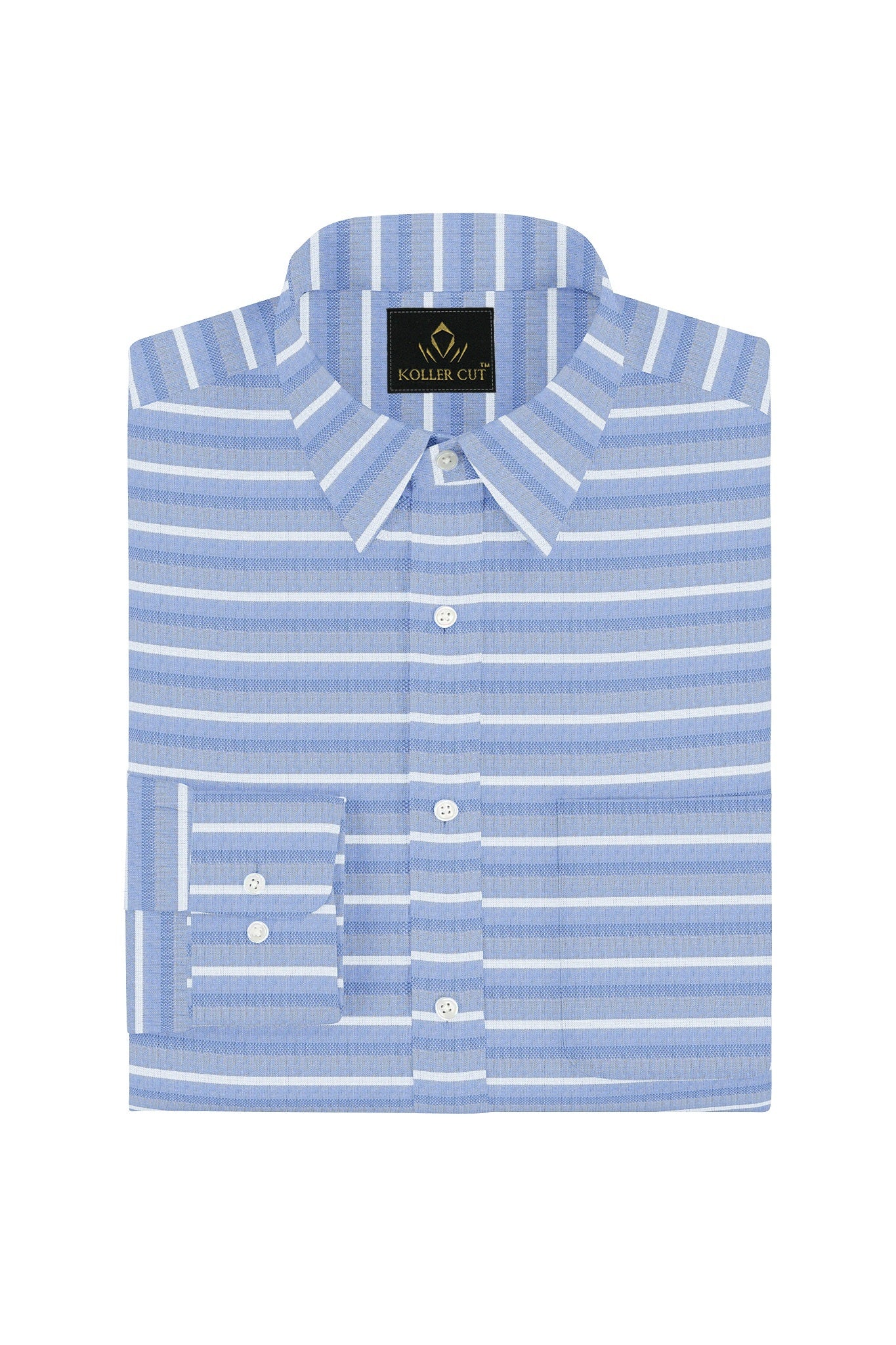 Xenon Blue and White Stripes Cotton Shirt - Best Office wear Shirts in India