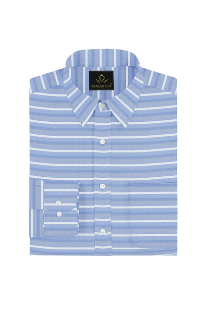 Xenon Blue and White Stripes Cotton Shirt - Best Office wear Shirts in India