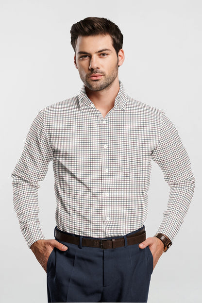 White with Cordovan Red and Cactus Green Checks Cotton Shirt
Pluss size Checks Shirt in india 