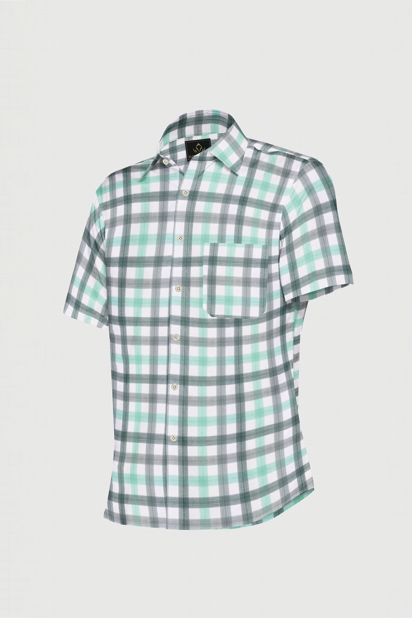 White with Balsam Green and Opal Green Checks Cotton Shirt Best Plus size Checks Shirt in India
