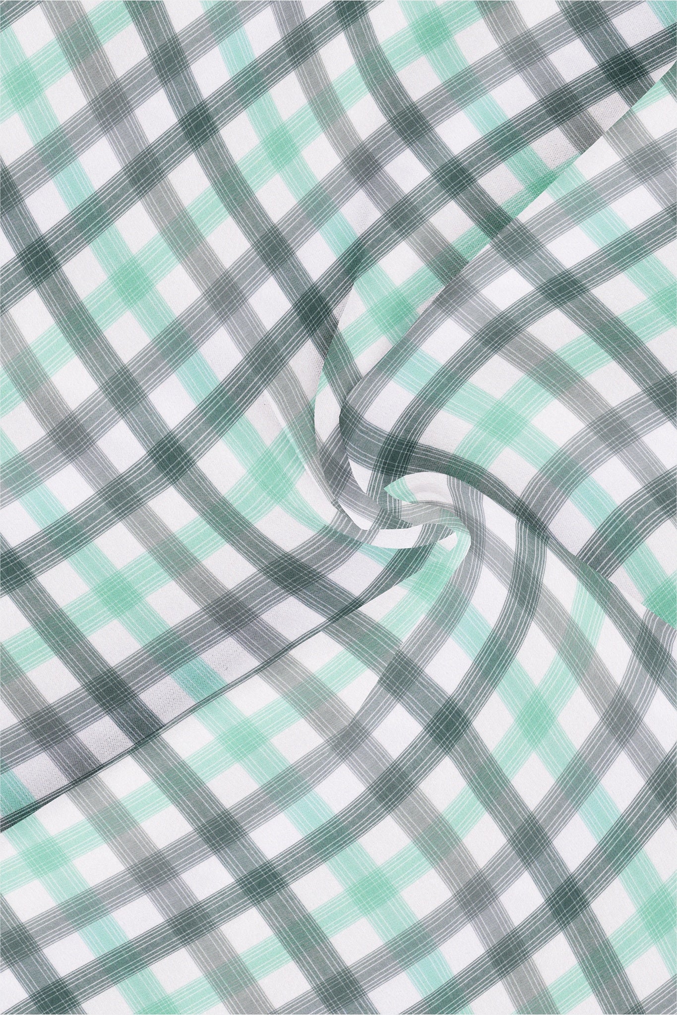 White with Balsam Green and Opal Green Checks Cotton Shirt Best Plus size Checks Shirt in India