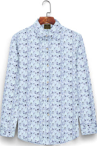 Pattens Blue Egret Printed Men's Cotton Shirt