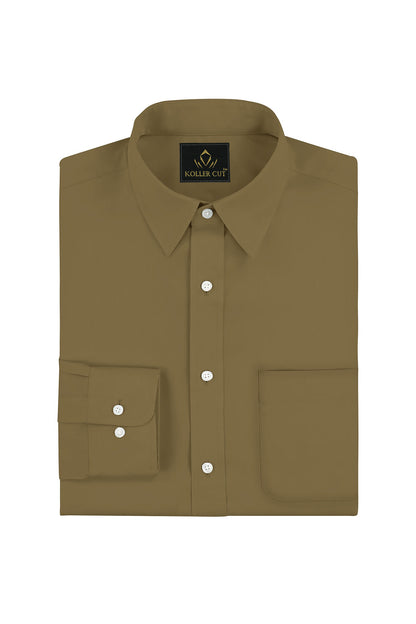 Kelp Brown Giza Cotton Shirt Plus size Plain Shirts in India 