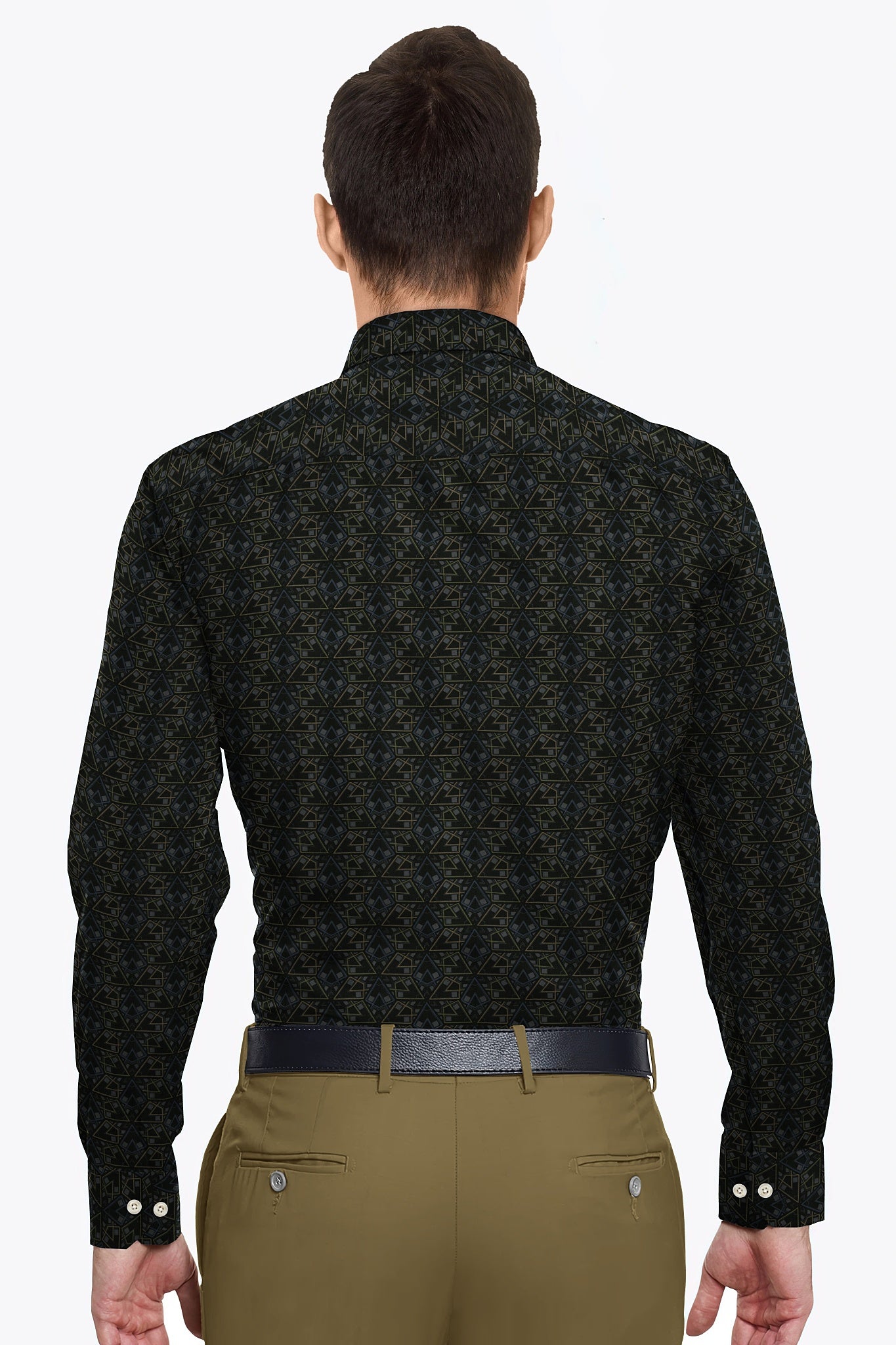 Jade Black with Calliste Green and Opal Gray Printed Premium Giza Cotton Shirt -Best Printed Shirts in India
