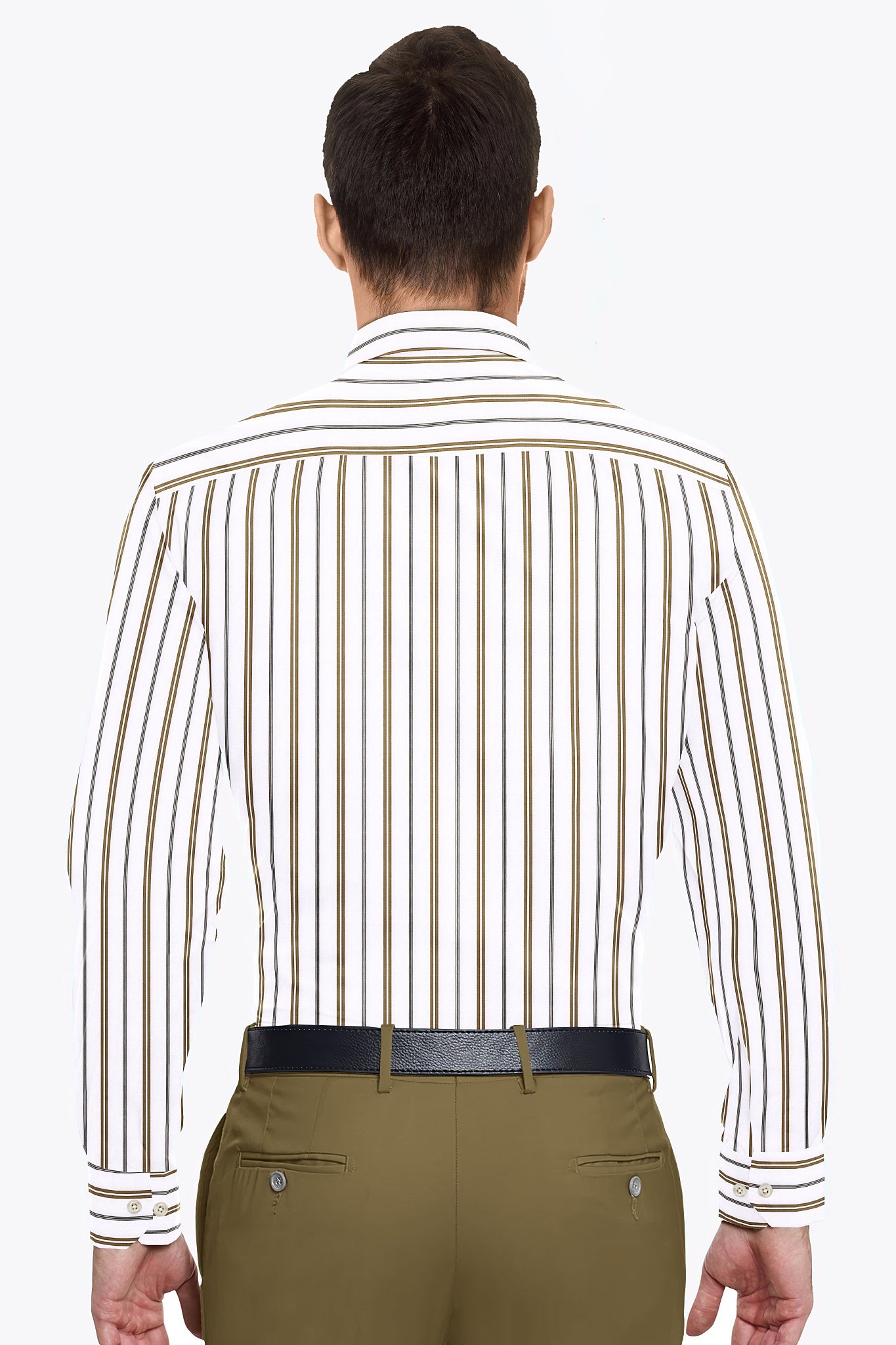 White with Dachshund Brown and Black Stripes Cotton Shirt