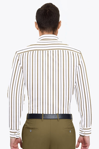 White with Dachshund Brown and Black Stripes Cotton Shirt
