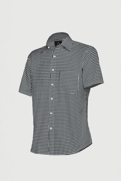 Kollercut-Obsidian Black and White Gingham Checks Cotton Shirt- Best Formal Shirt in India 