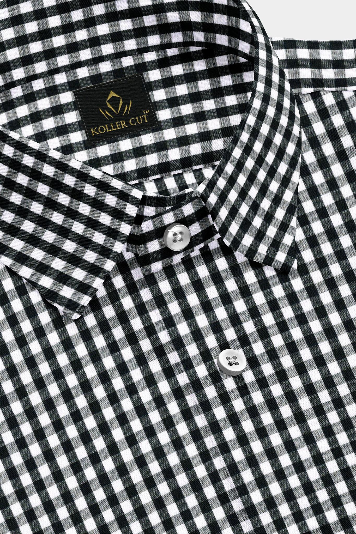 Kollercut-Obsidian Black and White Gingham Checks Cotton Shirt- Best Formal Shirt in India 