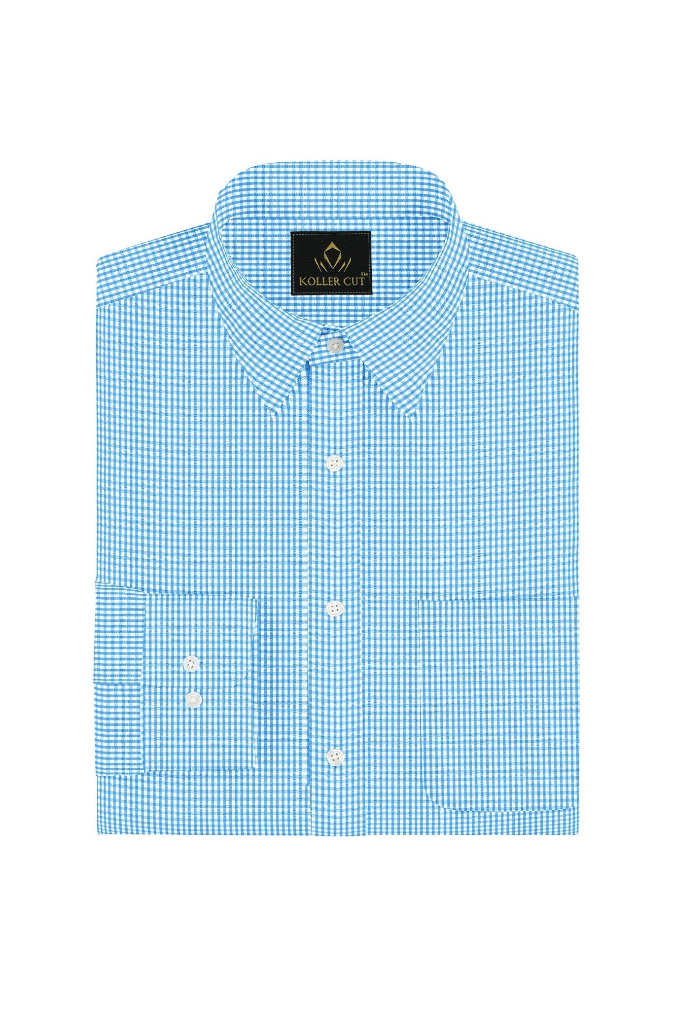 White and Carolina Blue Checks Cotton Shirt  Best Office wear Checks Shirt in India , Plus Size Shirt in India