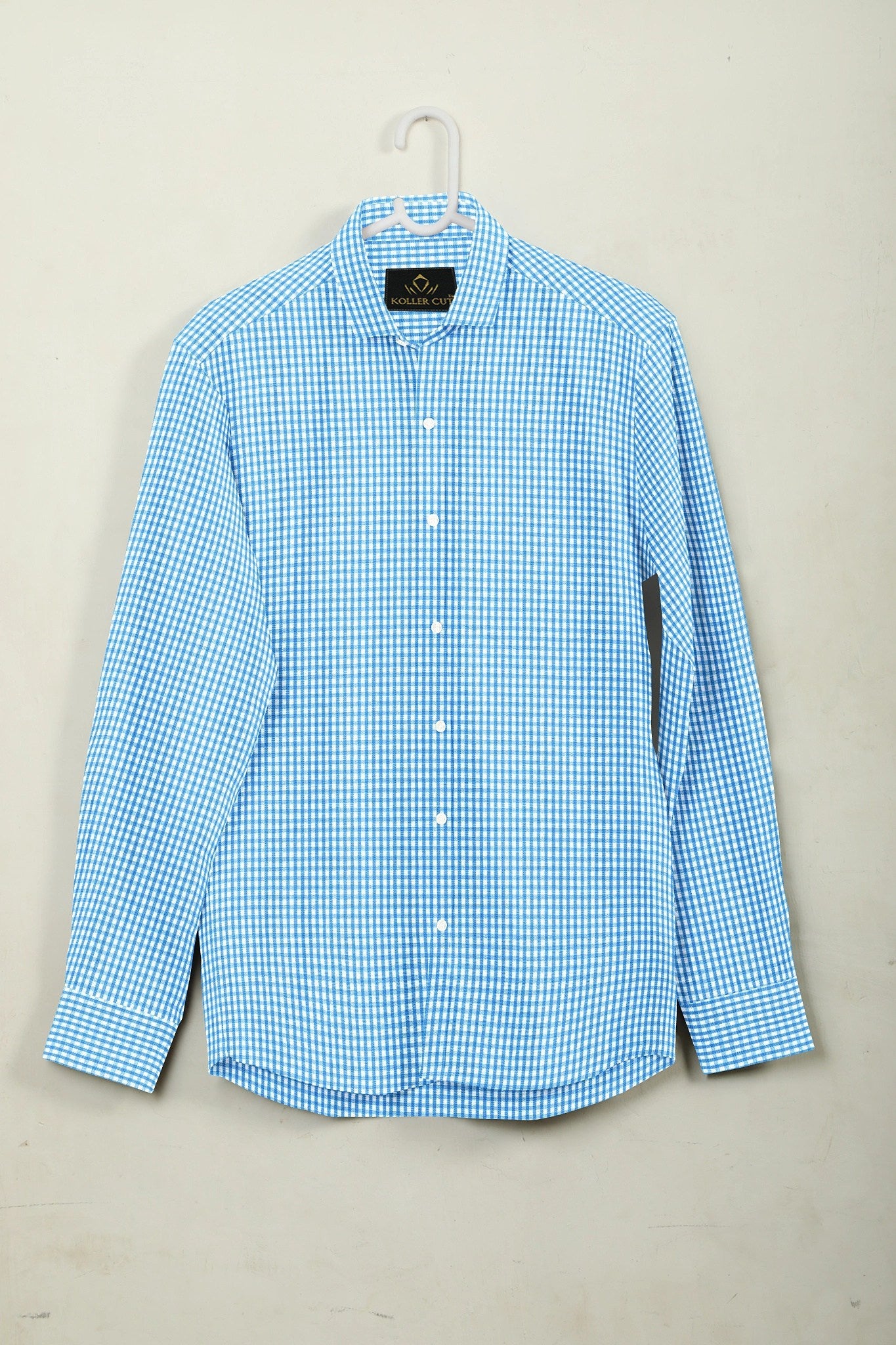 White and Carolina Blue Checks Cotton Shirt  Best Office wear Checks Shirt in India , Plus Size Shirt in India