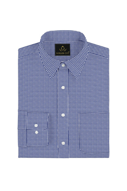 White and Baleine Blue Checks Cotton Shirt - Formal Office wear Shirts in India