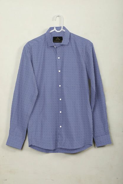 White and Baleine Blue Checks Cotton Shirt - Formal Office wear Shirts in India