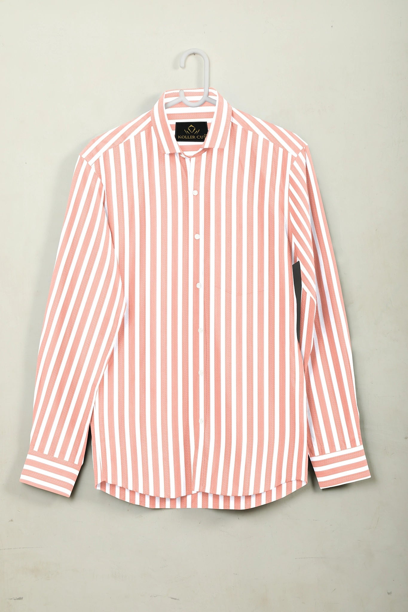 White with Salmon Pink Stripes Cotton Shirt Buy Plus size Stripes Shirt in India