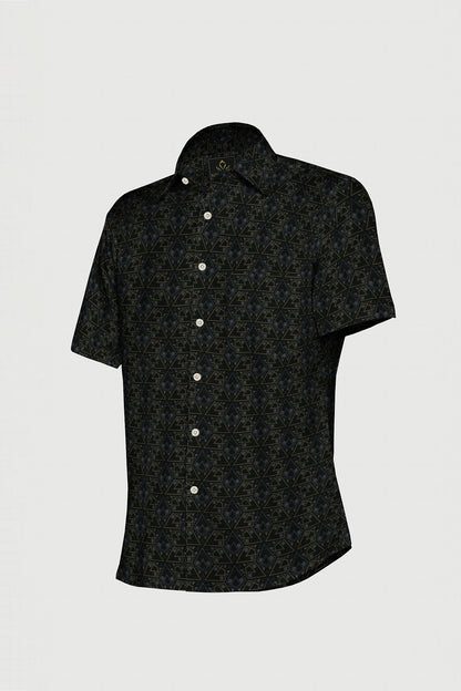 Jade Black with Calliste Green and Opal Gray Printed Premium Giza Cotton Shirt -Best Printed Shirts in India