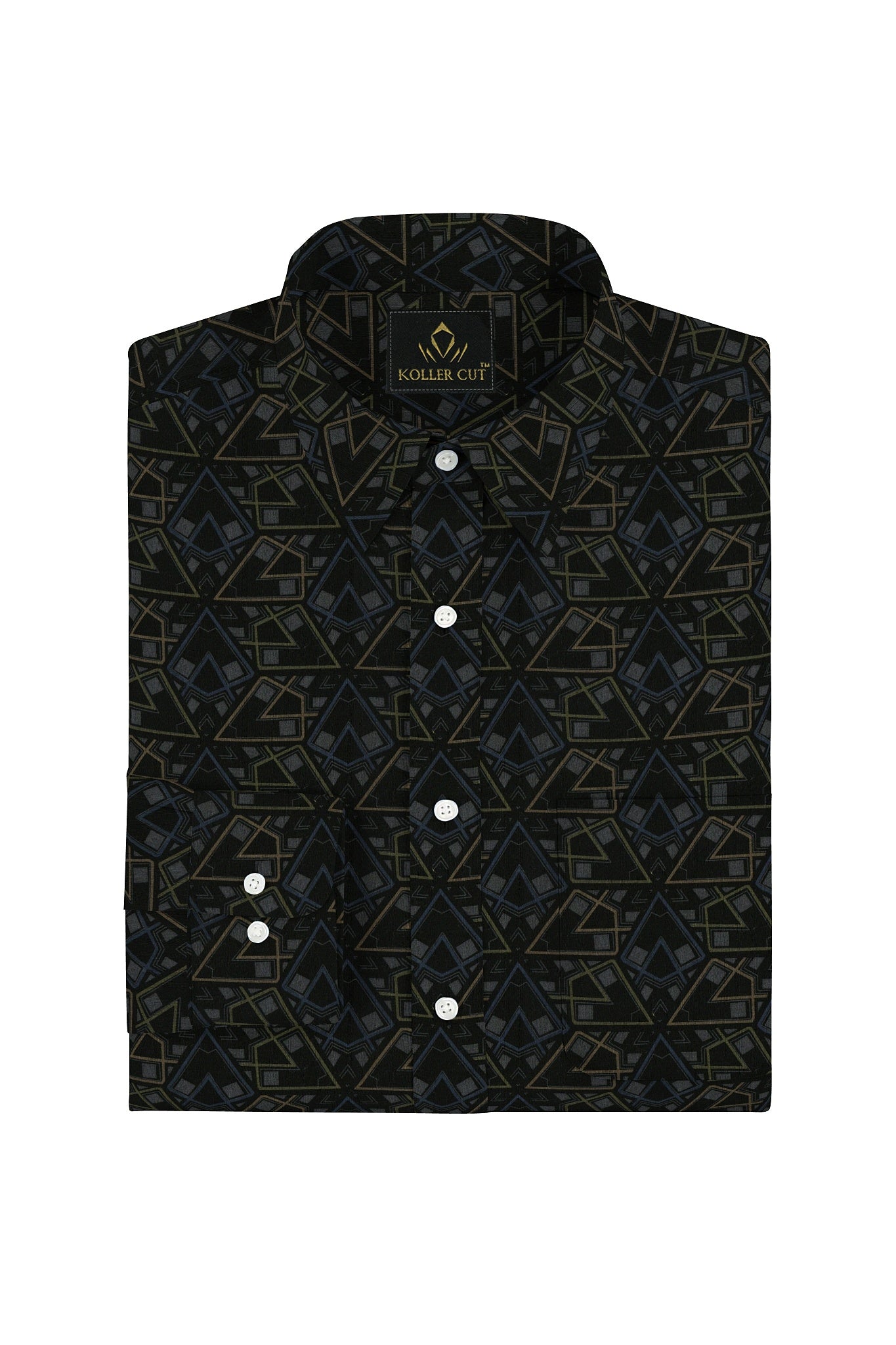 Jade Black with Calliste Green and Opal Gray Printed Premium Giza Cotton Shirt -Best Printed Shirts in India