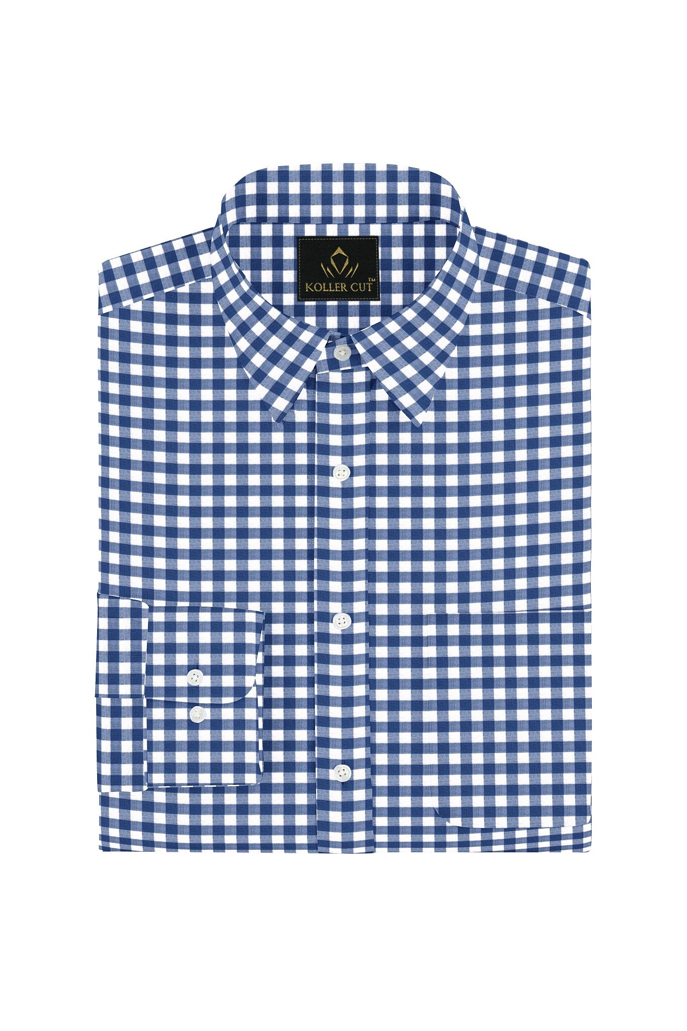 White and Galaxy Blue Gingham Checks Cotton Shirt Formal Cotton Shirts in India - Buy Stitch Shirt in Mumbai