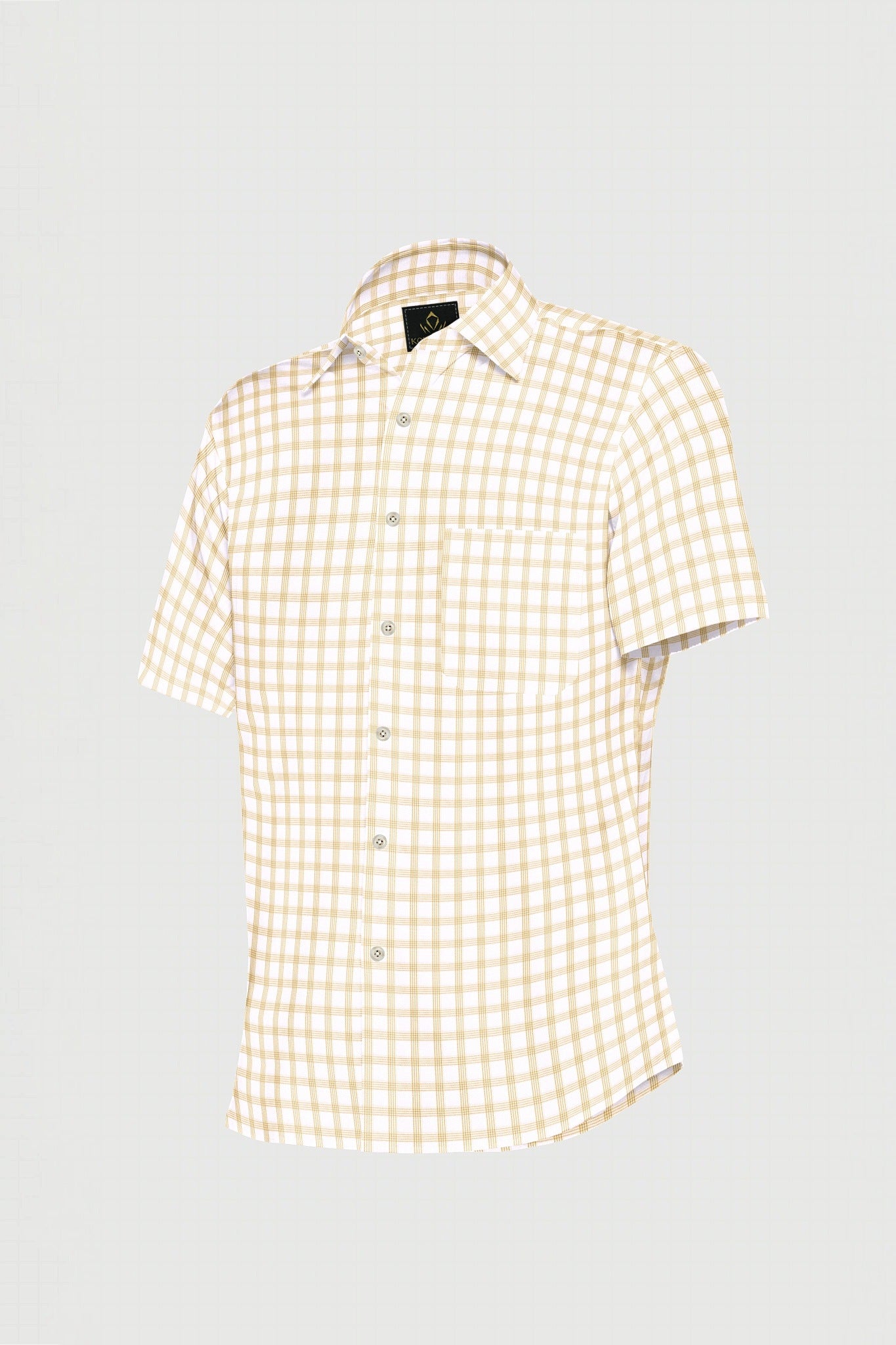 White and Wheat Brown Checks Cotton Shirt-Plus Size Shirt in India