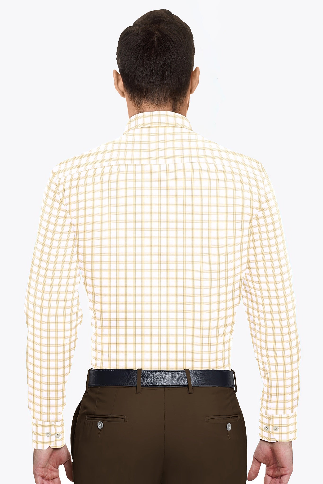 White and Wheat Brown Checks Cotton Shirt-Plus Size Shirt in India