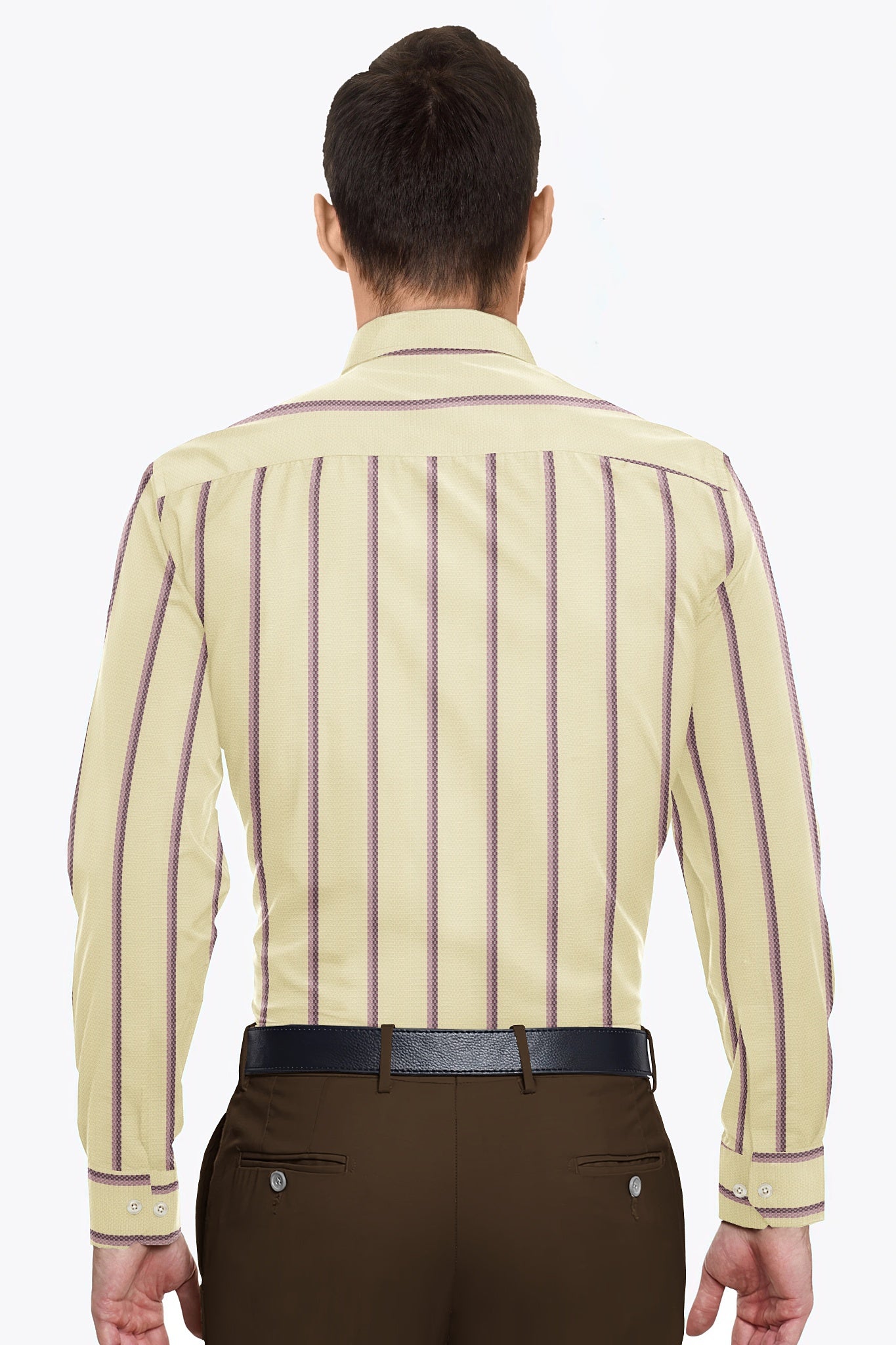 Beige with Millennial Pink and Mellow Mauve Pink Jacquard Stirpes Premium Egyptian Giza Cotton Shirt