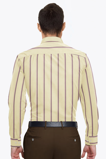 Beige with Millennial Pink and Mellow Mauve Pink Jacquard Stirpes Premium Egyptian Giza Cotton Shirt