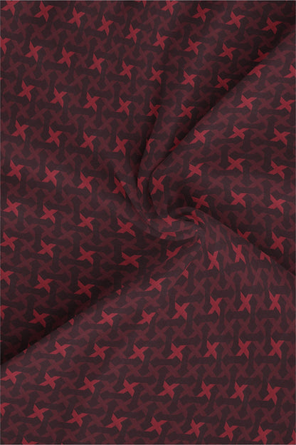 Rococo Red and Jet Black Ninja Shuriken Jacquard Print Egyptian Giza Cotton Shirt