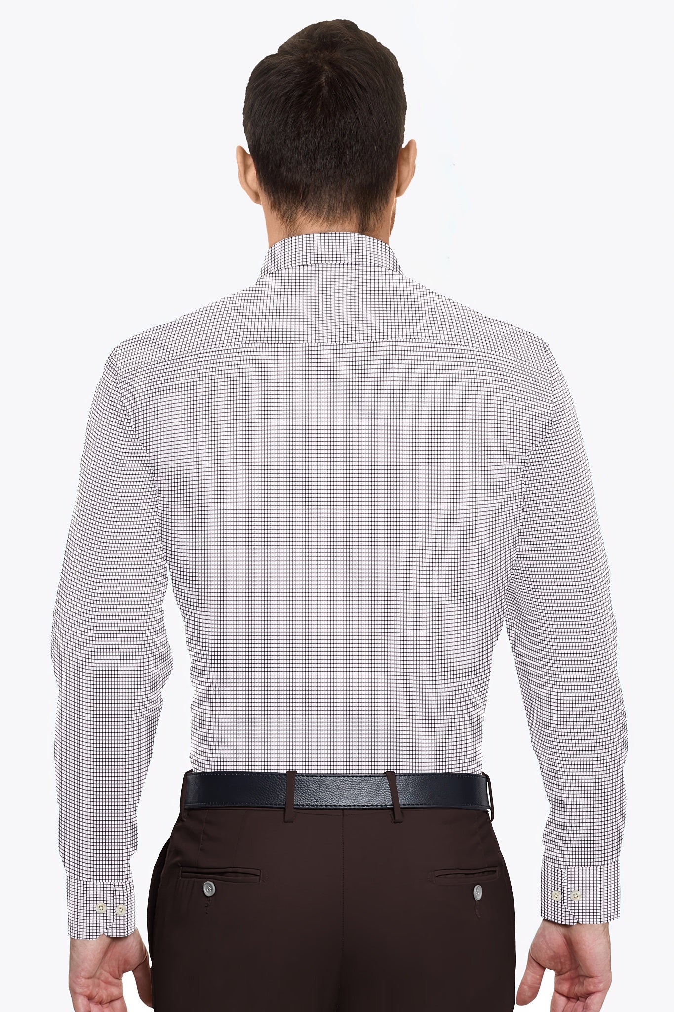 White with Garnet Red Checks Cotton Shirt