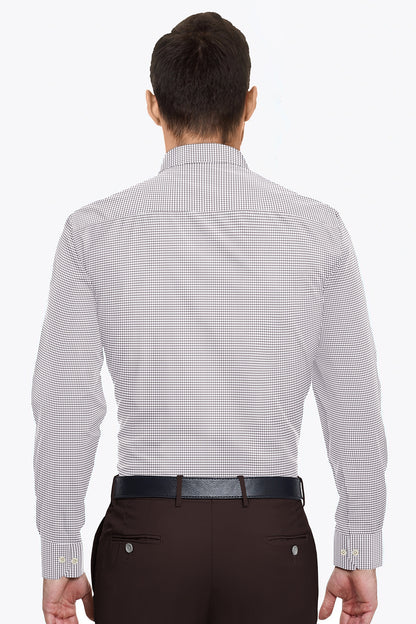 White with Garnet Red Checks Cotton Shirt