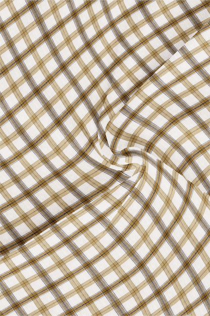 White and Biscotti Brown Checks Cotton Linen Shirt