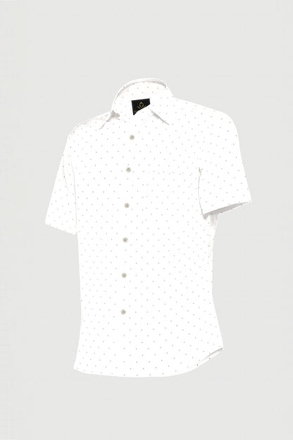 White with Black Dot Printed Cotton Shirt Premium Formal Cotton Shirt in India
