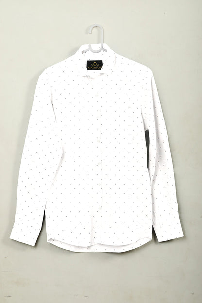 White with Black Dot Printed Cotton Shirt Premium Formal Cotton Shirt in India