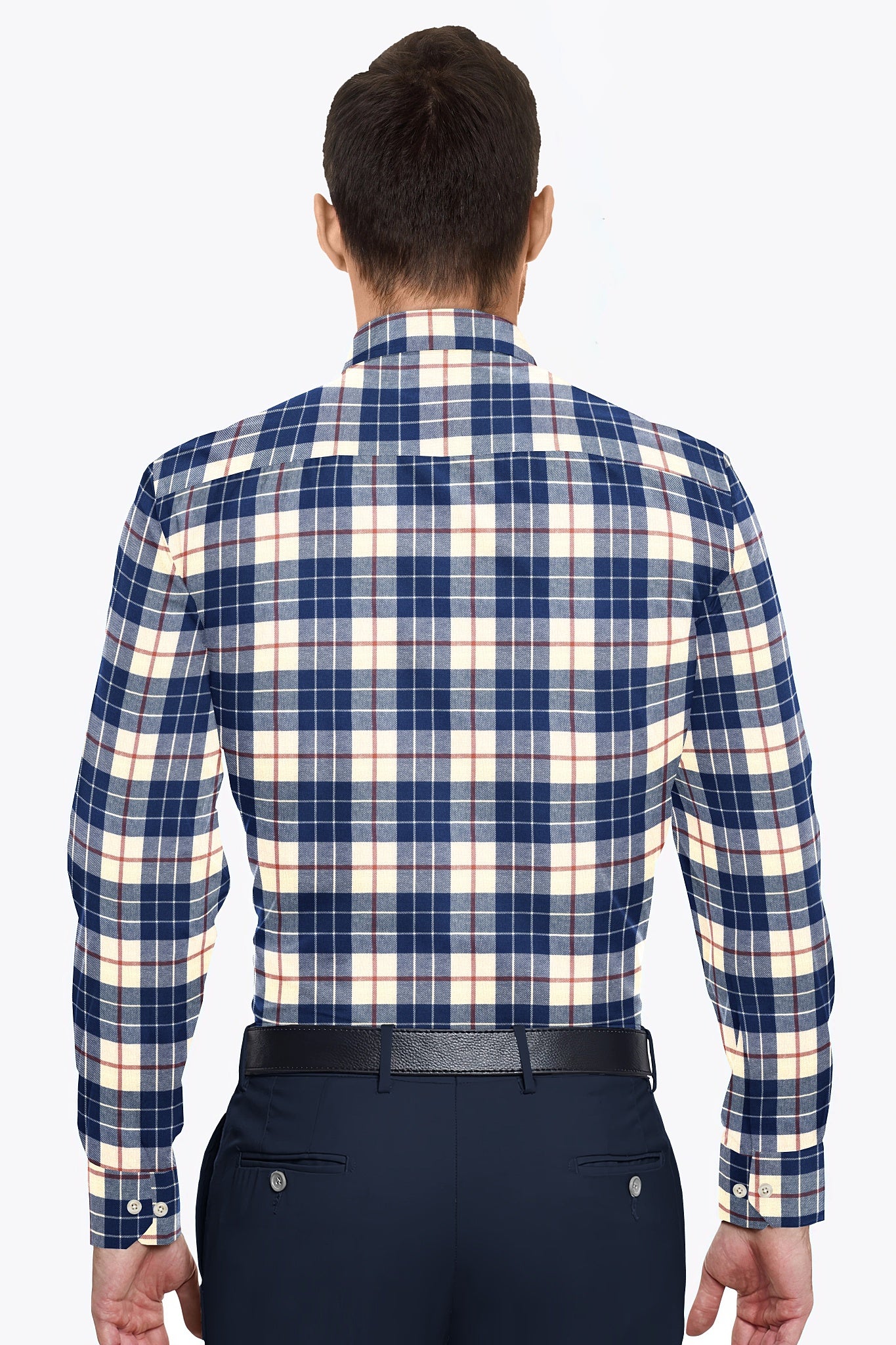 Mazarine Blue and Milk White Checks Cotton Flannel Shirt