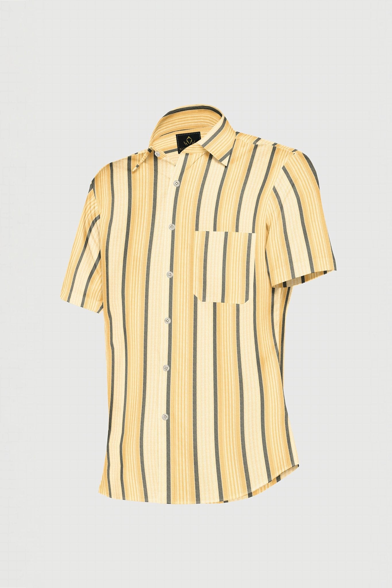 Amber Yellow and Thunder Blue Stripes Cotton Shirt Plus size cotton Shirt